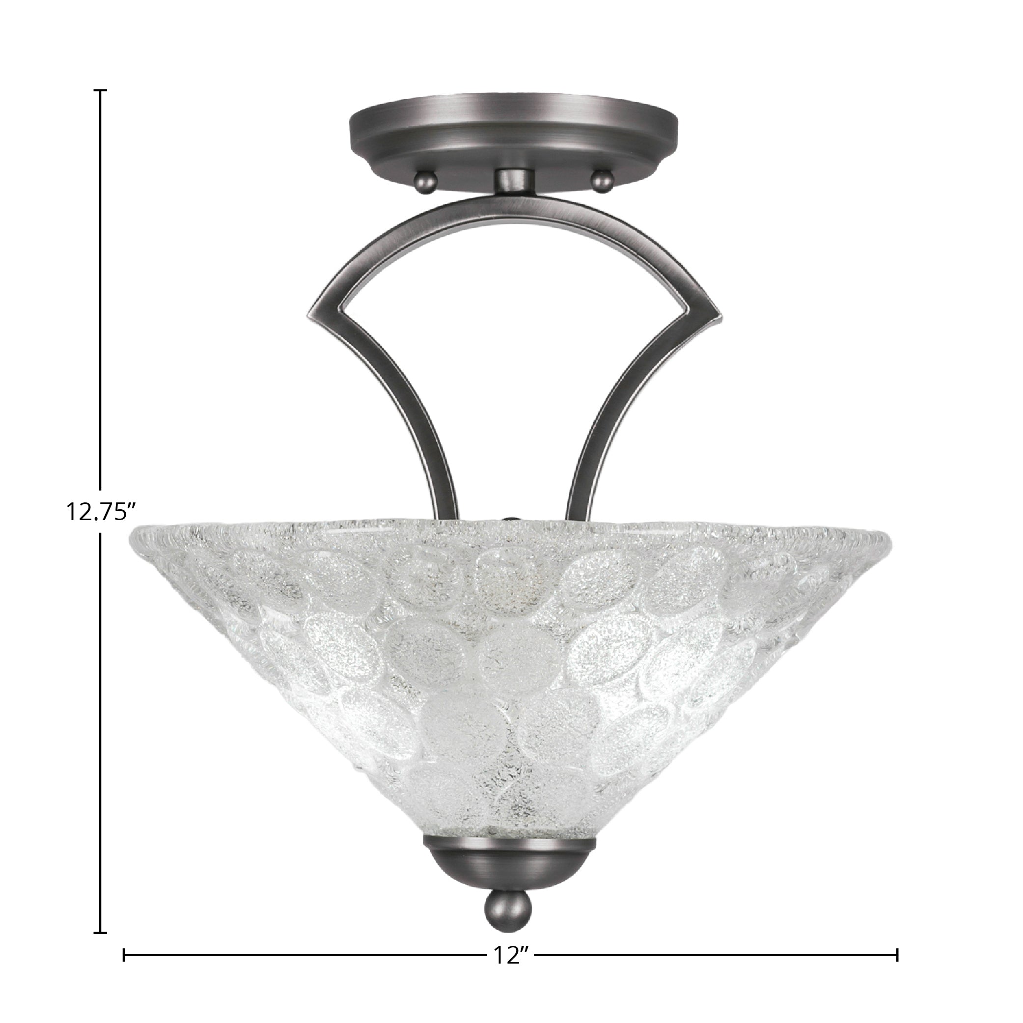 Zilo Two Light Semi-Flush Mount in Graphite with 12" Italian Bubble Shade