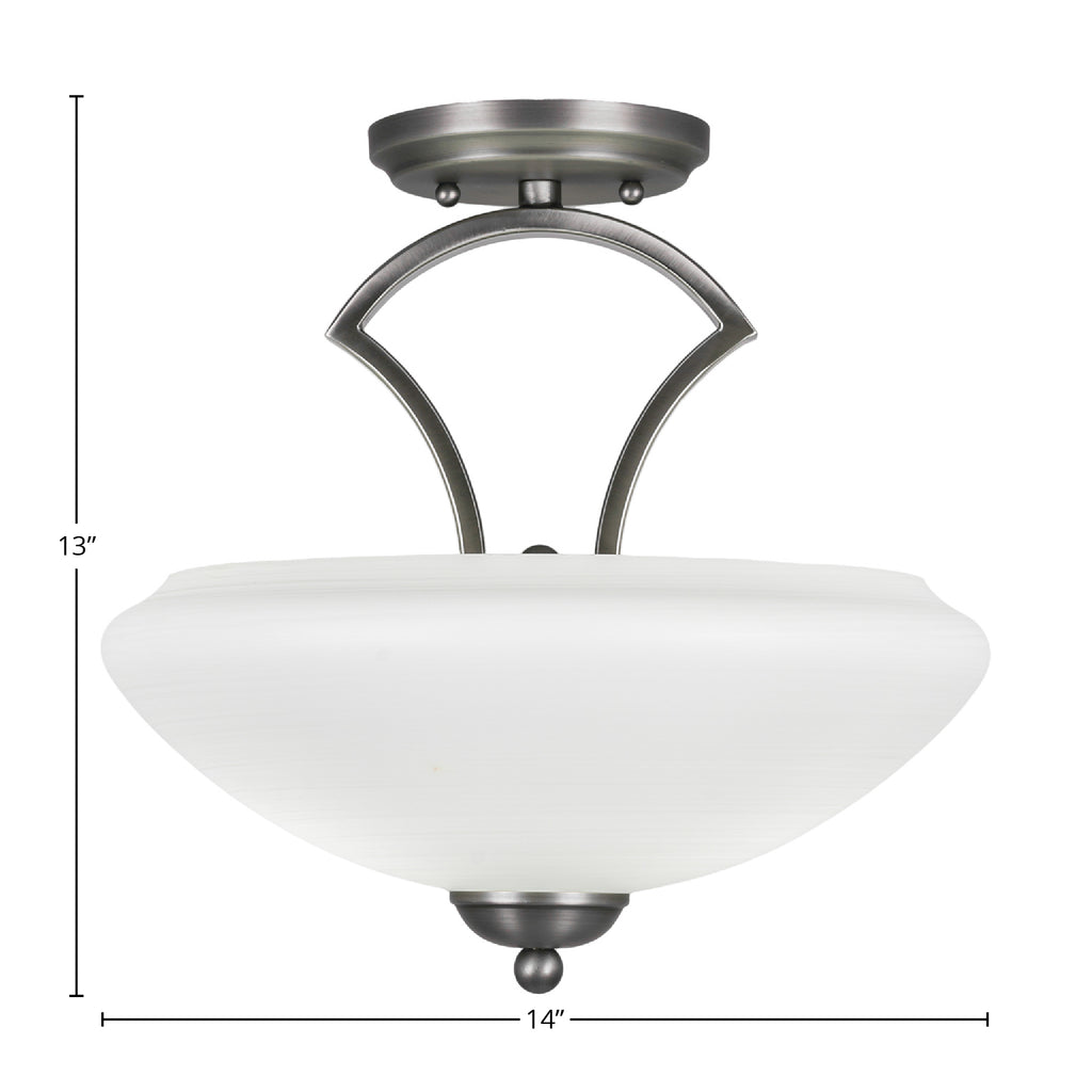 Zilo Two Light Semi-Flush Mount in Graphite with 14" Zilo White Linen Shade