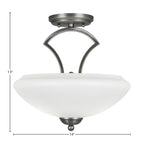 Zilo Two Light Semi-Flush Mount in Graphite with 14" Zilo White Linen Shade