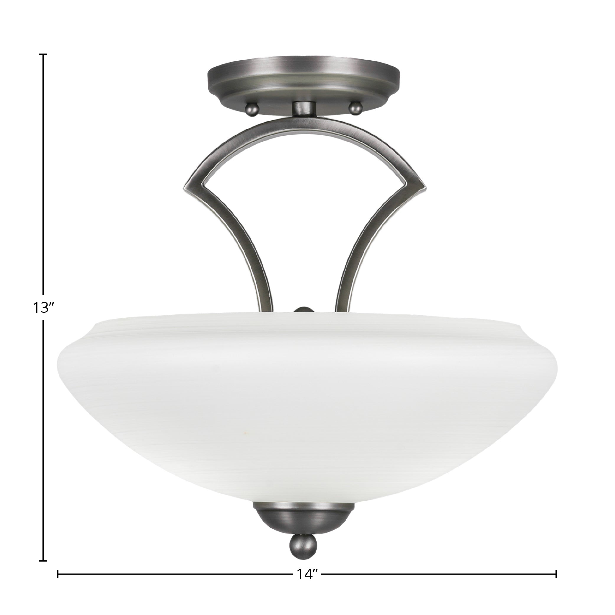 Zilo Two Light Semi-Flush Mount in Graphite with 14" Zilo White Linen Shade