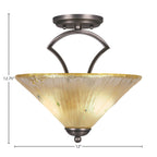 Zilo Two Light Semi-Flush Mount in Graphite with 12" Amber Crystal Shade