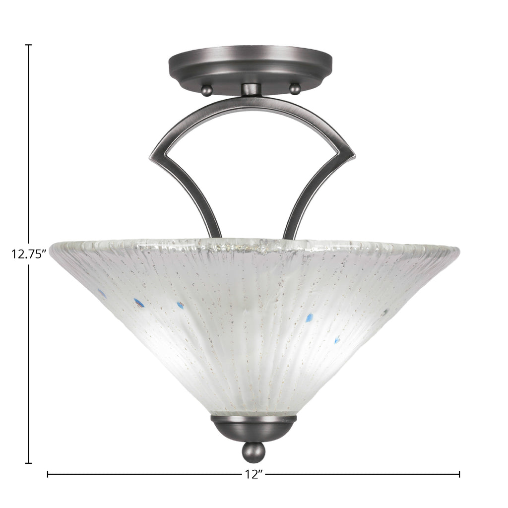Zilo Two Light Semi-Flush Mount in Graphite with 12" Frosted Crystal Shade