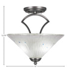 Zilo Two Light Semi-Flush Mount in Graphite with 12" Frosted Crystal Shade