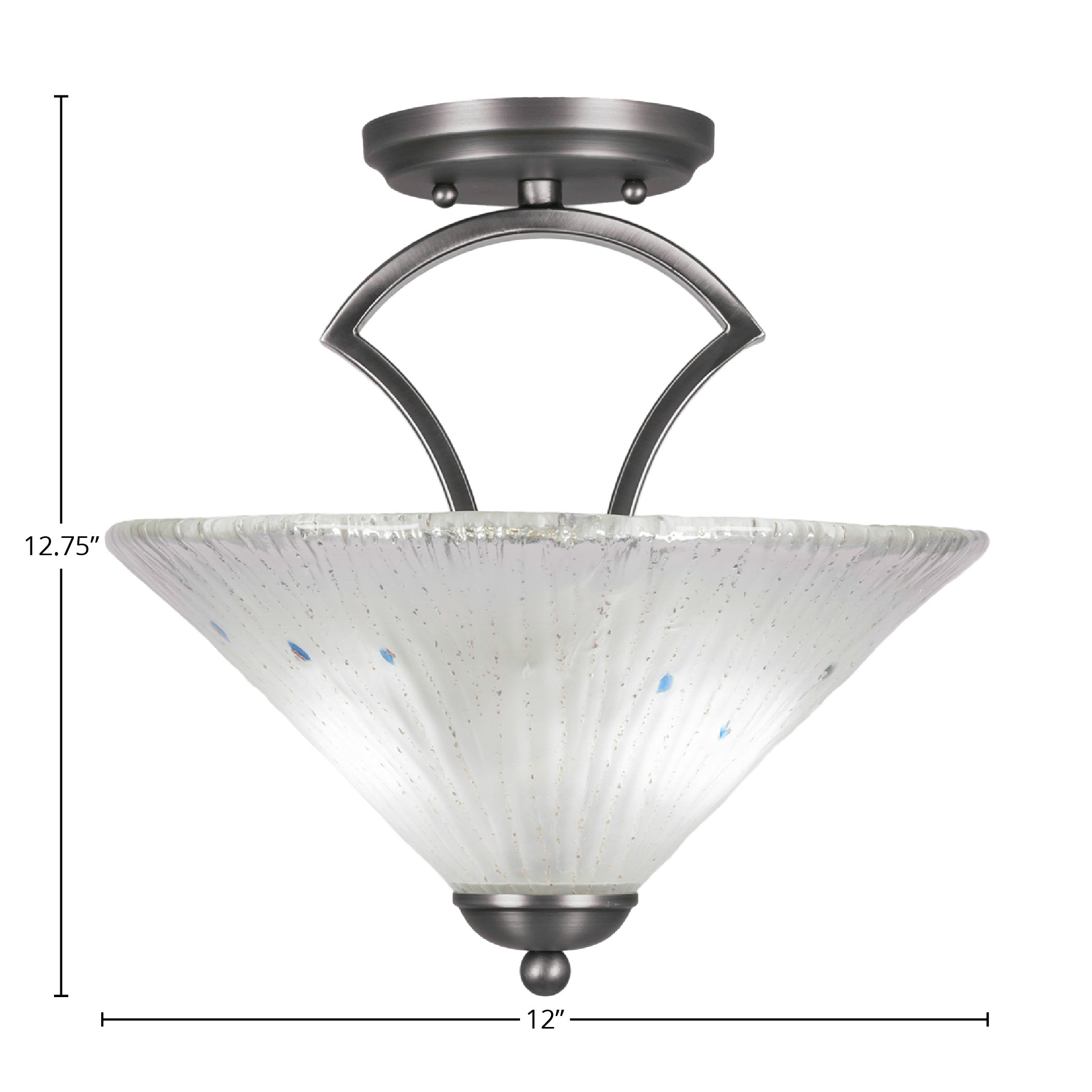 Zilo Two Light Semi-Flush Mount in Graphite with 12" Frosted Crystal Shade