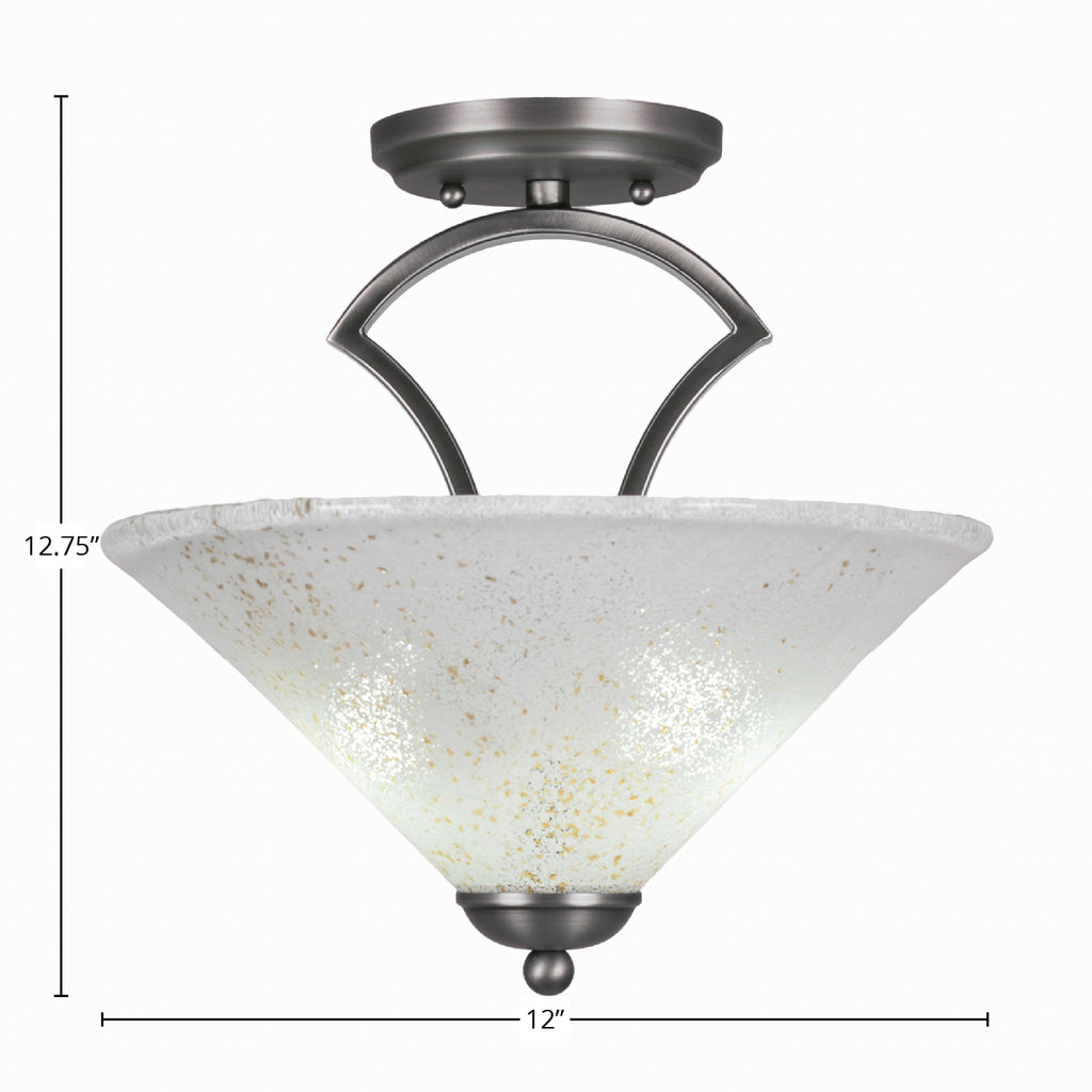 Zilo Two Light Semi-Flush Mount in Graphite with 12" Gold Ice Shade