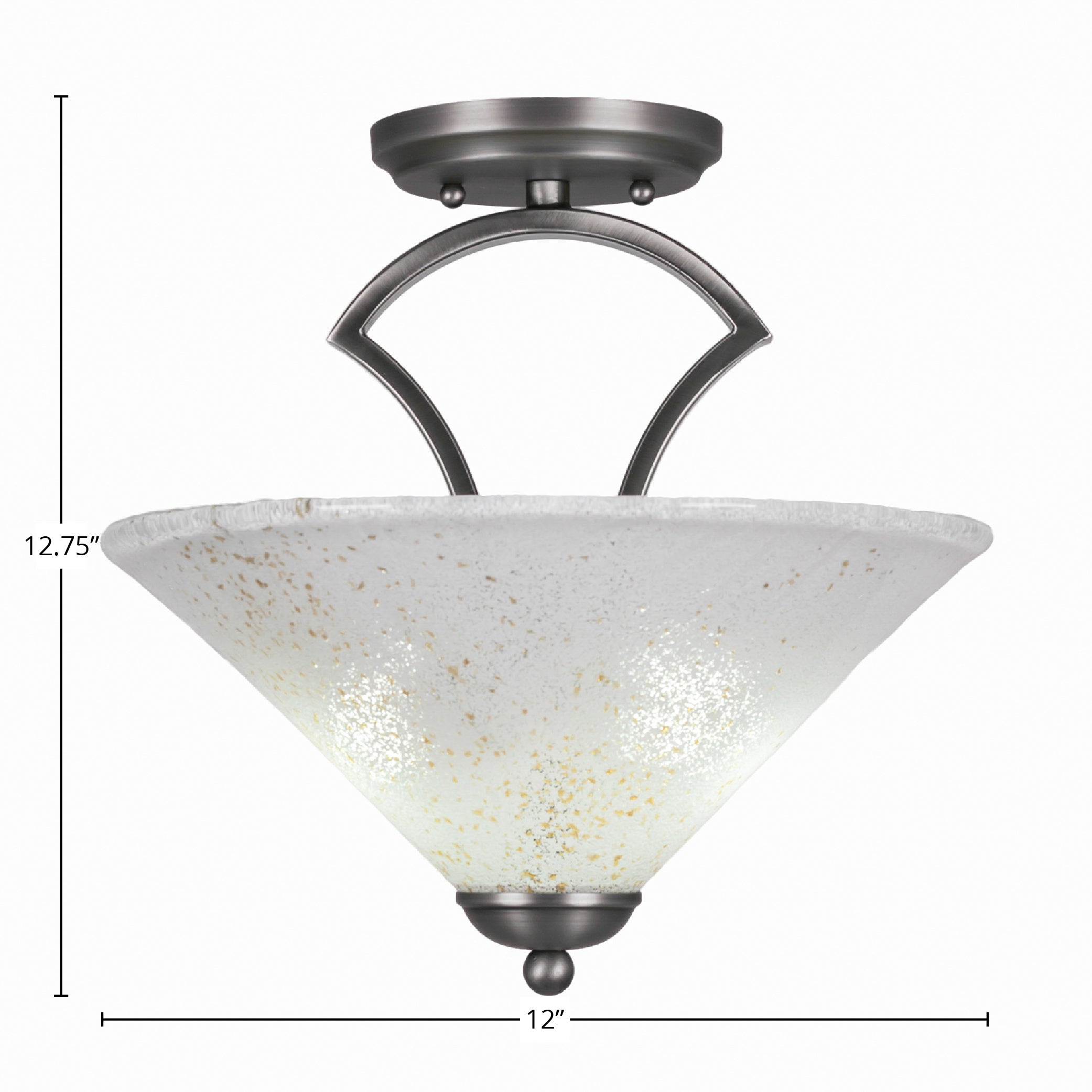 Zilo Two Light Semi-Flush Mount in Graphite with 12" Gold Ice Shade