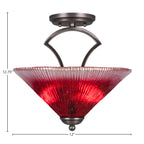 Zilo Two Light Semi-Flush Mount in Graphite with 12" Raspberry Crystal Shade
