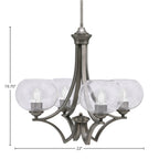 Zilo Four Light Chandelier in Graphite with 7" Clear Bubble Shade