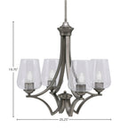 Zilo Four Light Chandelier in Graphite with 5" Clear Bubble Shade