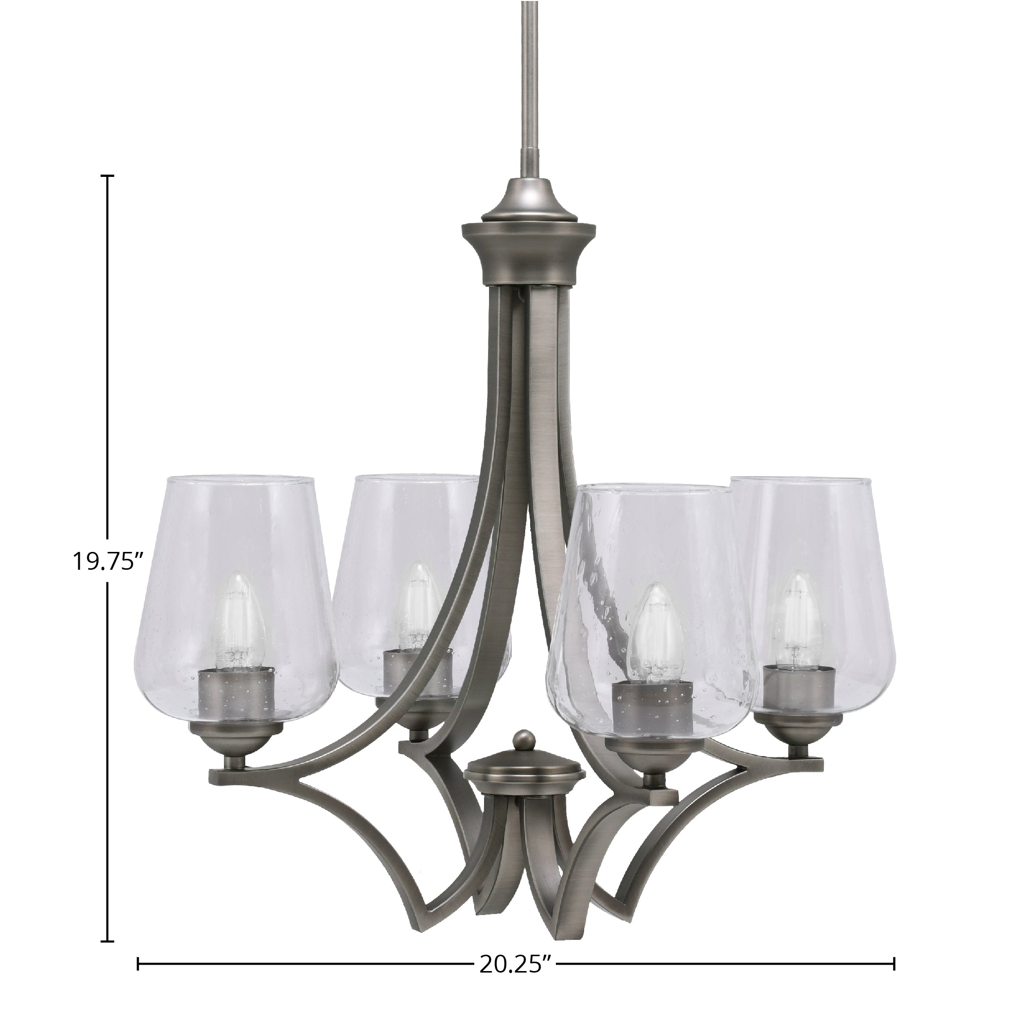 Zilo Four Light Chandelier in Graphite with 5" Clear Bubble Shade