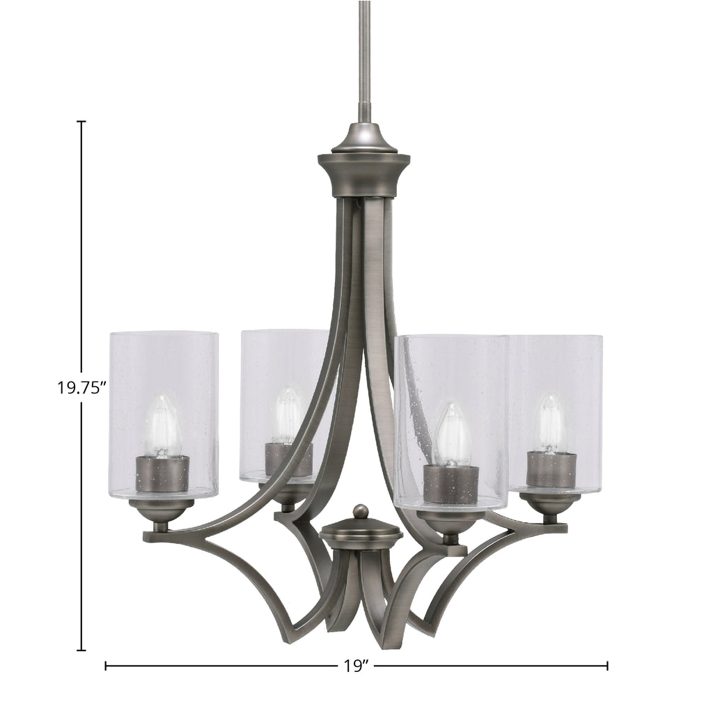 Zilo Four Light Chandelier in Graphite with 4" Clear Bubble Shade