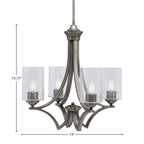 Zilo Four Light Chandelier in Graphite with 4" Clear Bubble Shade