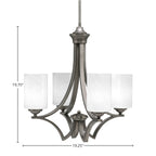 Zilo Four Light Chandelier in Graphite with 4" White Marble Shade