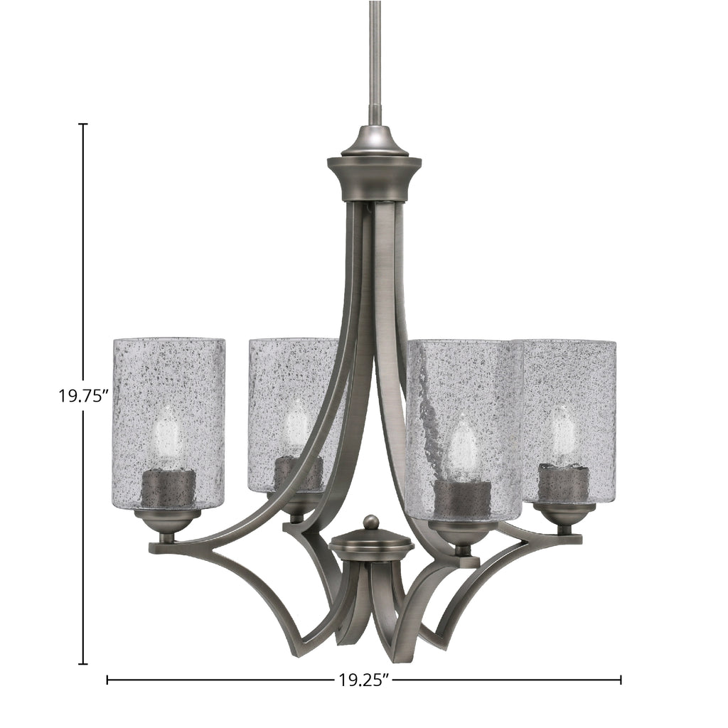 Zilo Four Light Chandelier in Graphite with 4" Smoke Bubble Shade
