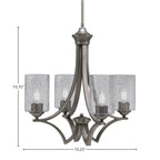 Zilo Four Light Chandelier in Graphite with 4" Smoke Bubble Shade