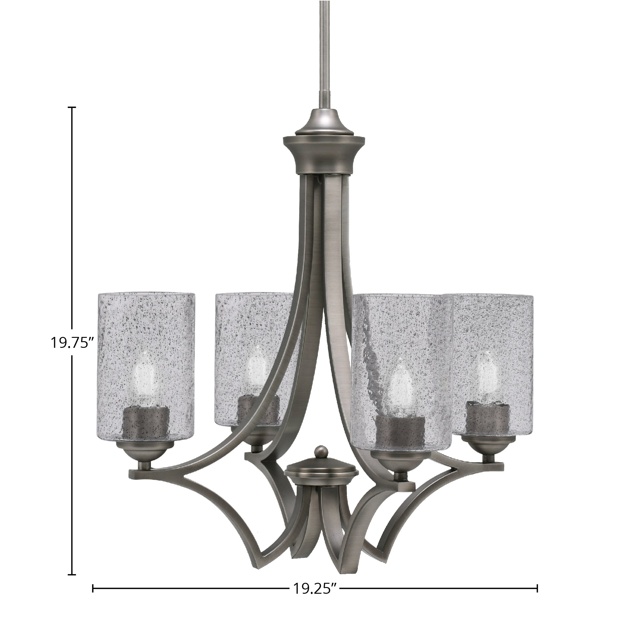 Zilo Four Light Chandelier in Graphite with 4" Smoke Bubble Shade