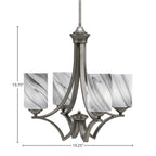 Zilo Four Light Chandelier in Graphite with 4" Onyx Swirl Shade
