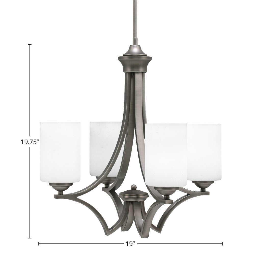 Zilo Four Light Chandelier in Graphite with 4" White Muslin Shade