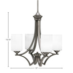 Zilo Four Light Chandelier in Graphite with 4" White Muslin Shade