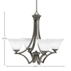Zilo Four Light Chandelier in Graphite with 7" White Muslin Shade
