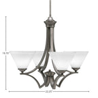 Zilo Four Light Chandelier in Graphite with 7" White Muslin Shade