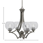 Zilo Four Light Chandelier in Graphite with 5.75" Clear Bubble Shade