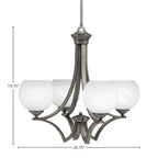 Zilo Four Light Chandelier in Graphite with 5.75" White Marble Shade