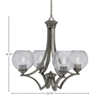 Zilo Four Light Chandelier in Graphite with 5.75" Smoke Bubble Shade