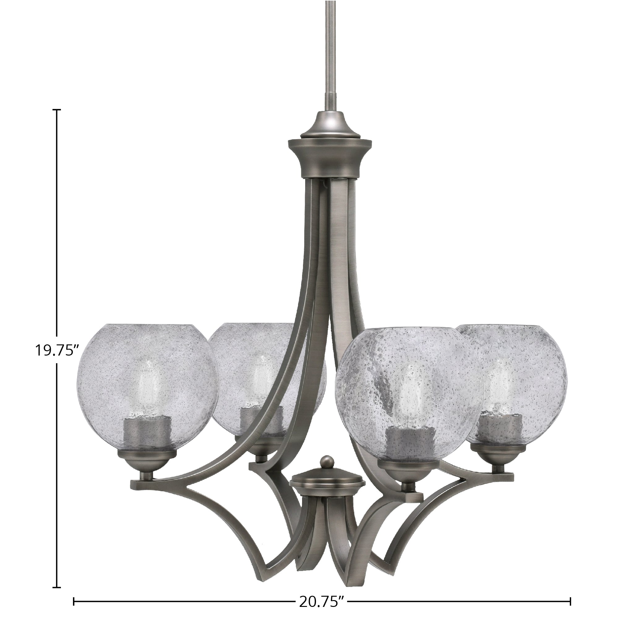 Zilo Four Light Chandelier in Graphite with 5.75" Smoke Bubble Shade