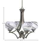 Zilo Four Light Chandelier in Graphite with 5.75" Onyx Swirl Shade