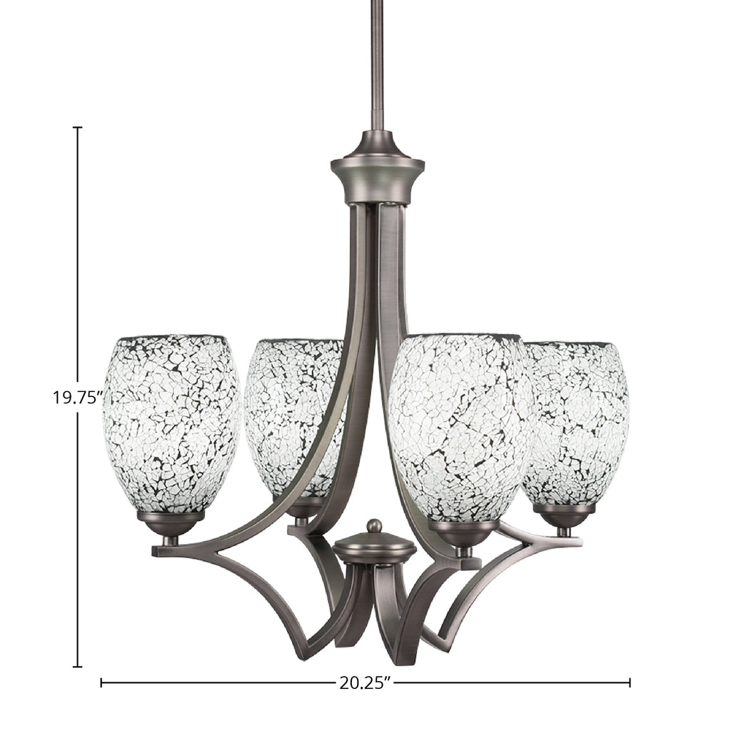 Zilo Four Light Chandelier in Graphite with 5" Black Fusion Shade