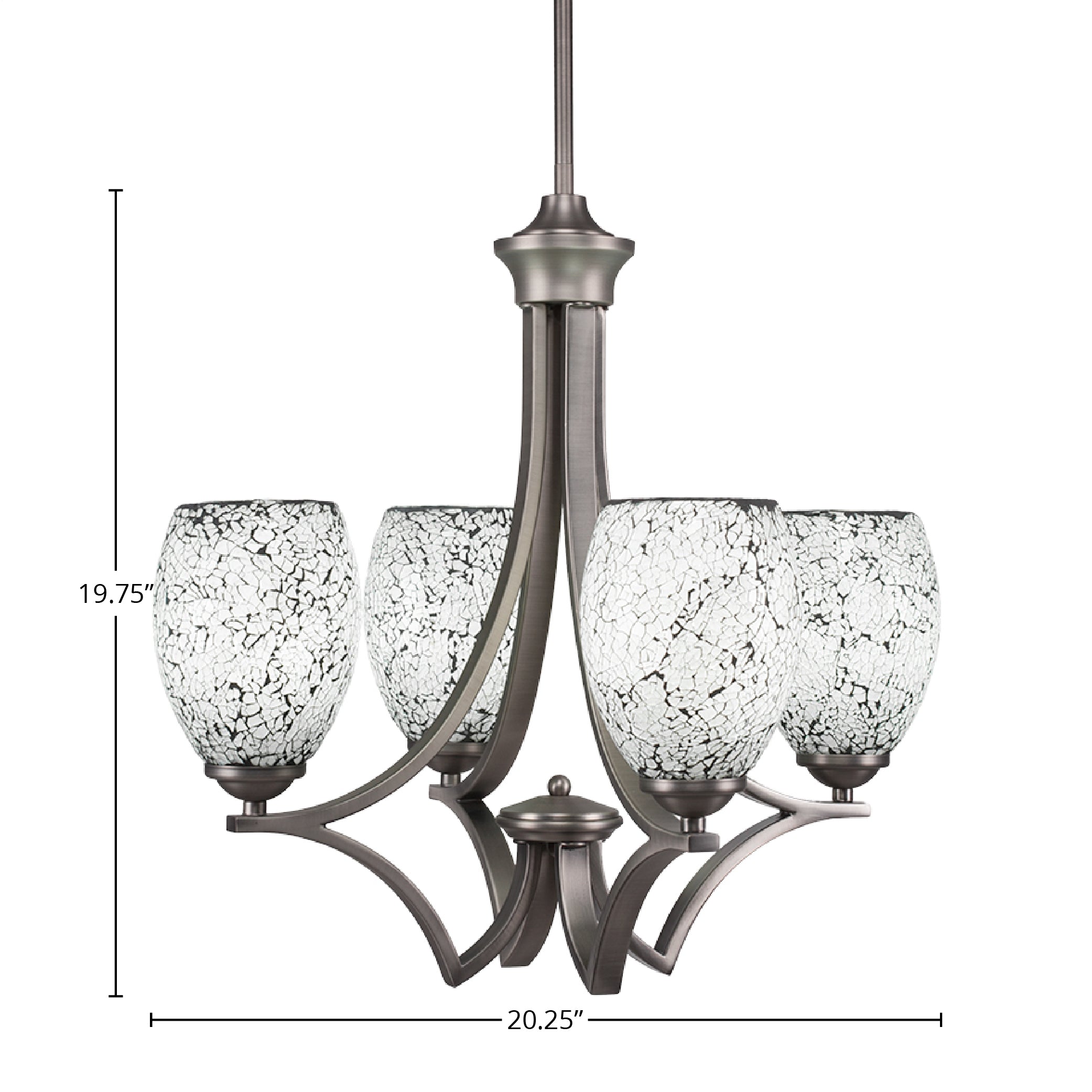 Zilo Four Light Chandelier in Graphite with 5" Black Fusion Shade