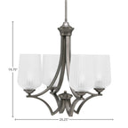 Zilo Four Light Chandelier in Graphite with 5" Clear Textured Shade