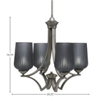 Zilo Four Light Chandelier in Graphite with 5" Smoke Textured Shade
