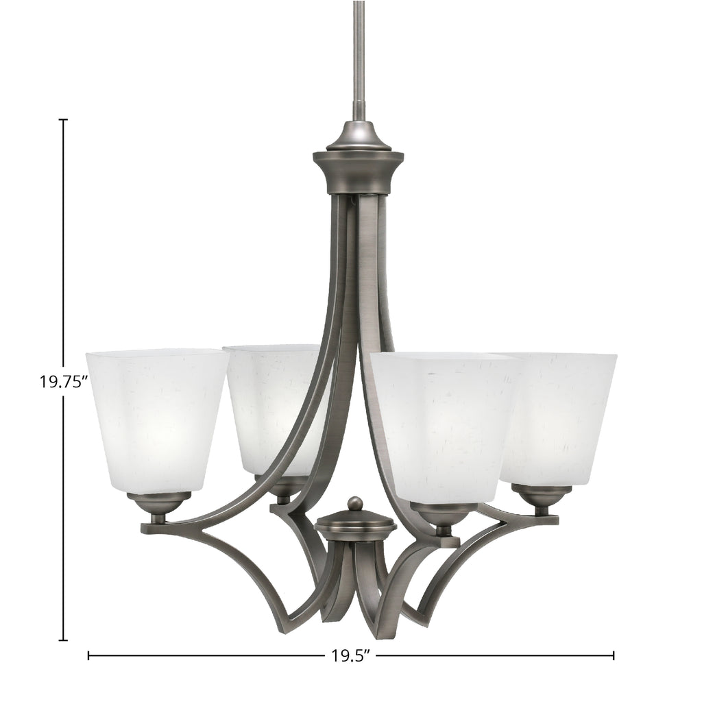 Zilo Four Light Chandelier in Graphite with 4.5" Square White Muslin Shade