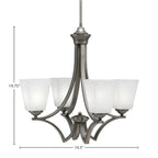 Zilo Four Light Chandelier in Graphite with 4.5" Square White Muslin Shade