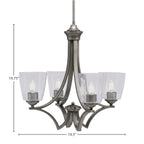 Zilo Four Light Chandelier in Graphite with 4.5" Square Clear Bubble Shade