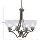 Zilo Four Light Chandelier in Graphite with 6.25" Clear Bubble Shade