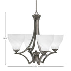 Zilo Four Light Chandelier in Graphite with 6.25" White Marble Shade