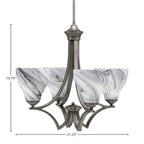Zilo Four Light Chandelier in Graphite with 6.25" Onyx Swirl Shade