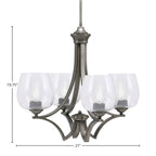 Zilo Four Light Chandelier in Graphite with 6" Clear Bubble Shade