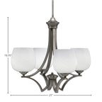 Zilo Four Light Chandelier in Graphite with 6" White Marble Shade