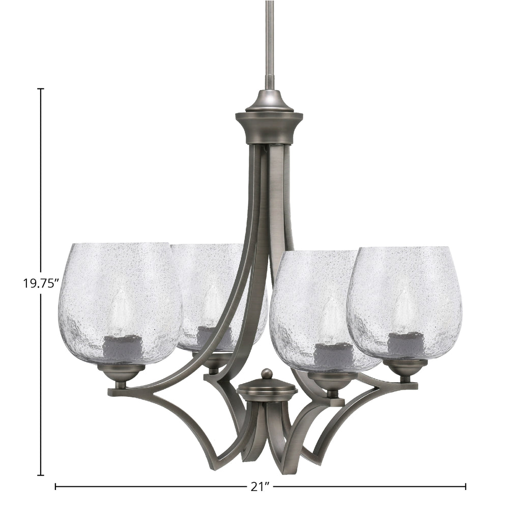 Zilo Four Light Chandelier in Graphite with 6" Smoke Bubble Shade