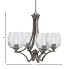 Zilo Four Light Chandelier in Graphite with 6" Smoke Bubble Shade