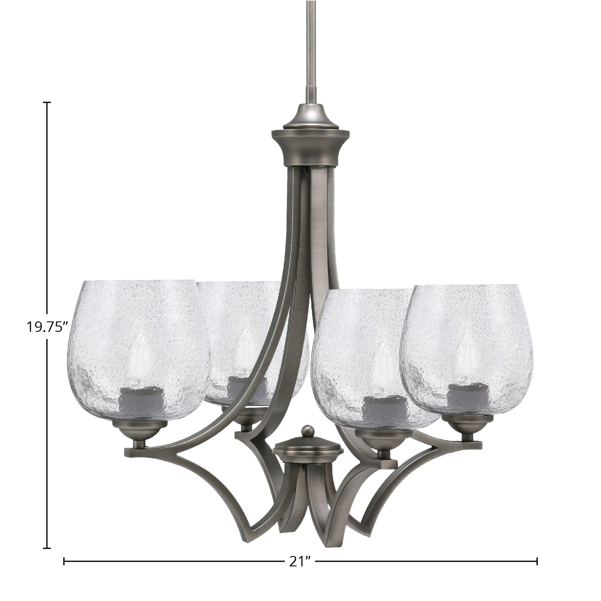 Zilo Four Light Chandelier in Graphite with 6" Smoke Bubble Shade