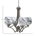 Zilo Four Light Chandelier in Graphite with 6" Onyx Swirl Shade