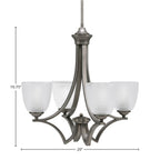 Zilo Four Light Chandelier in Graphite with 5" Clear Ribbed Shade