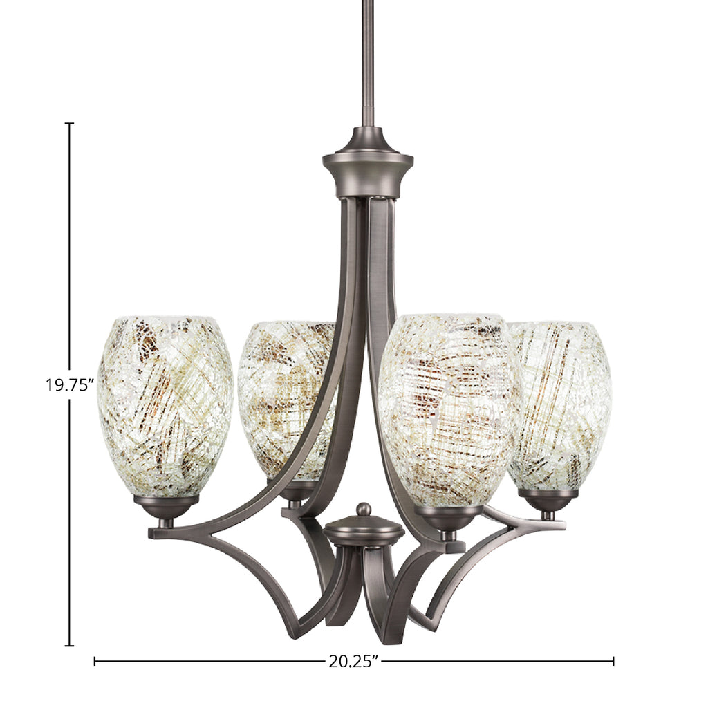 Zilo Four Light Chandelier in Graphite with 5" Natural Fusion Shade