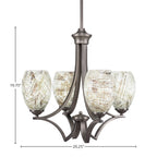 Zilo Four Light Chandelier in Graphite with 5" Natural Fusion Shade