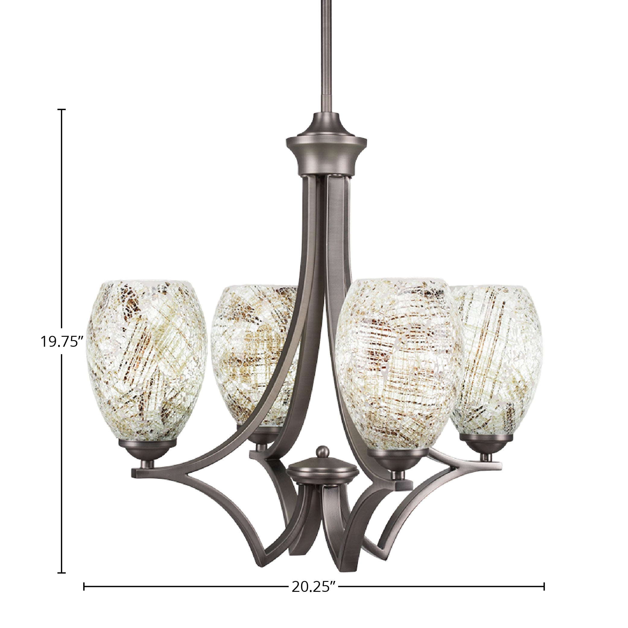 Zilo Four Light Chandelier in Graphite with 5" Natural Fusion Shade